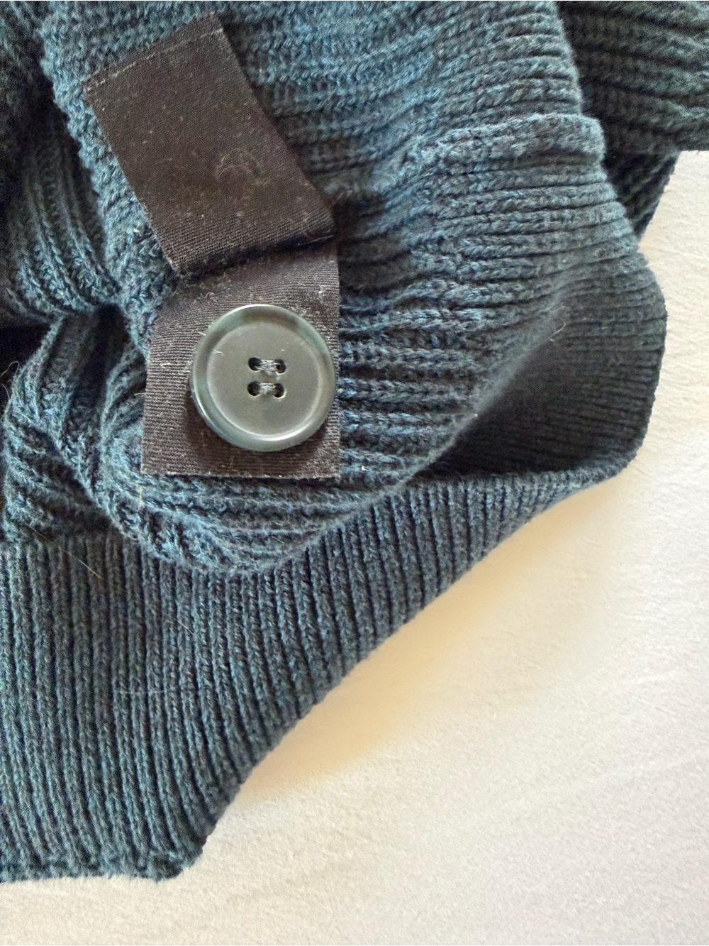 COS Navy Blue Ribbed Button-Front Cardigan - Picture 3 of 6